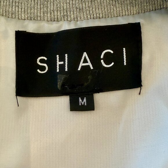 SHACI Colorblock Faux Fur Bomber Jacket in Blue & Blush – Size M - Picture 9 of 9